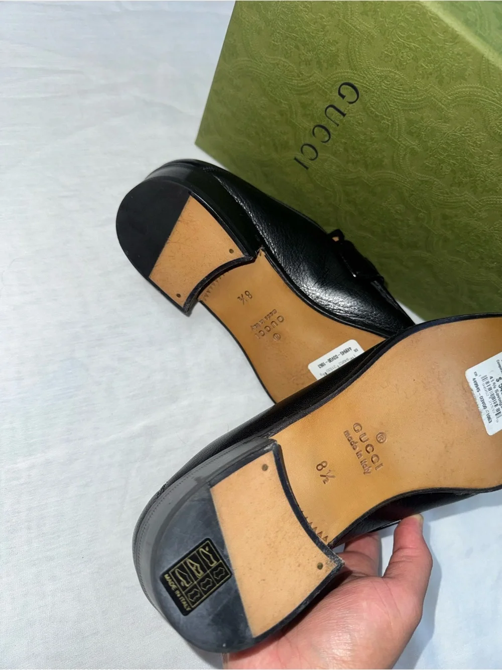 Gucci Black Leather Loafers with Red & Blue Union Jack Detail